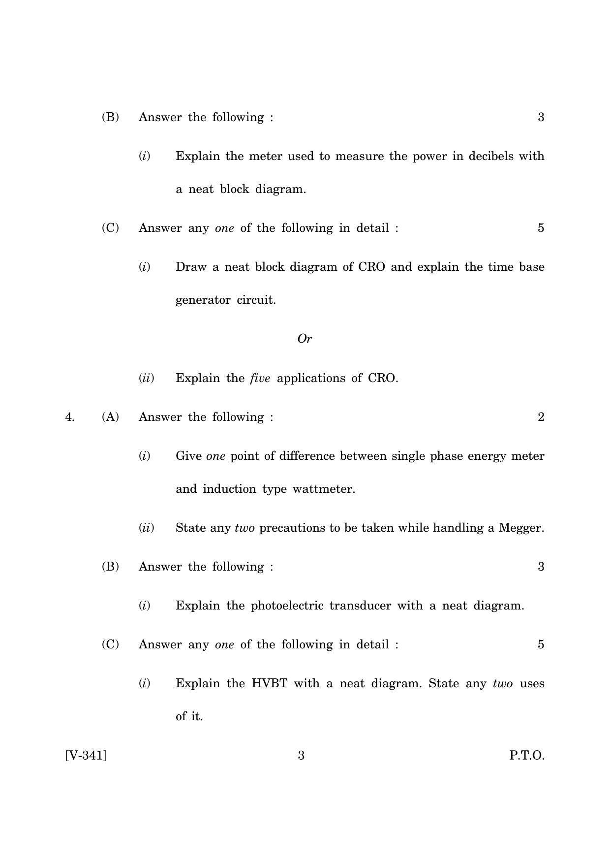 Goa Board Class 12 Electronic and Electrical Measurements  2019 (March 2019) Question Paper - Page 3