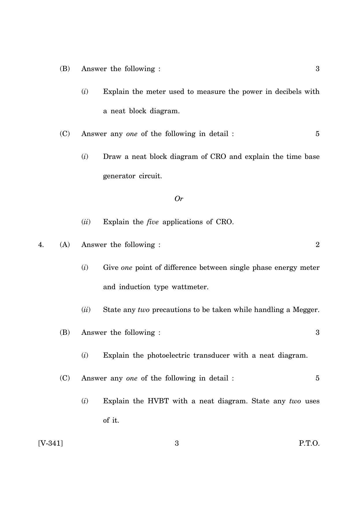 Goa Board Class 12 Electronic and Electrical Measurements 2019 (March 2019) Question Paper - Page 3
