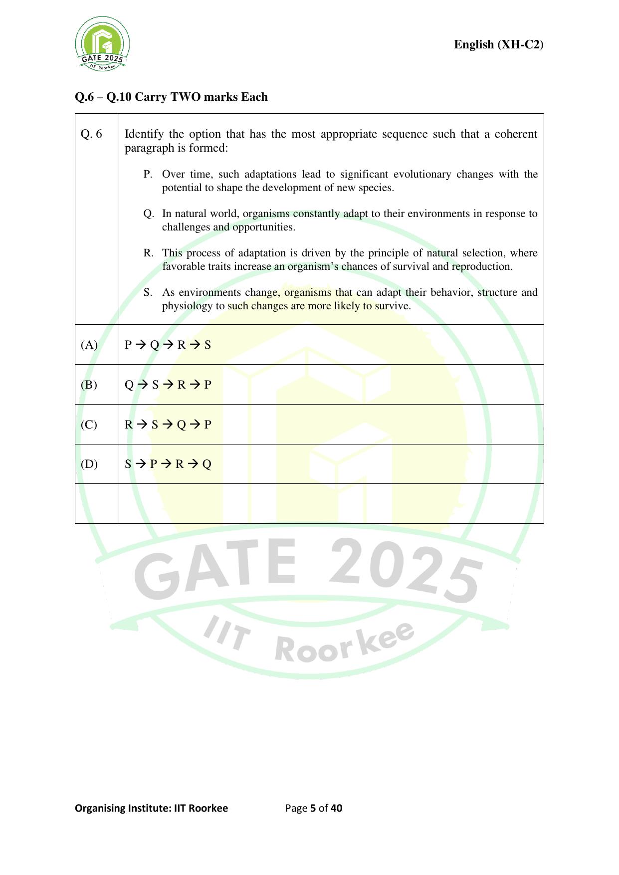 GATE 2025 Humanities & Social Sciences - English (XH-C2) Question Paper - Page 5