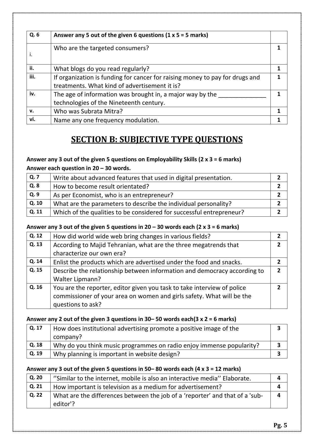 CBSE Class 12 Mass Media Studies (Skill Education) Sample Papers 2023 - Page 5