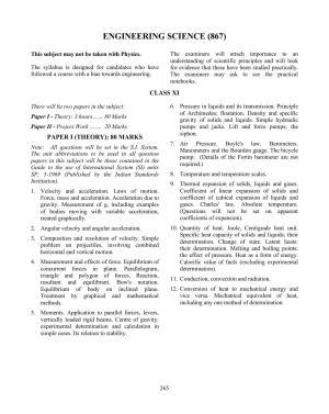 ISC Class XI & XII Engineering Science Syllabus