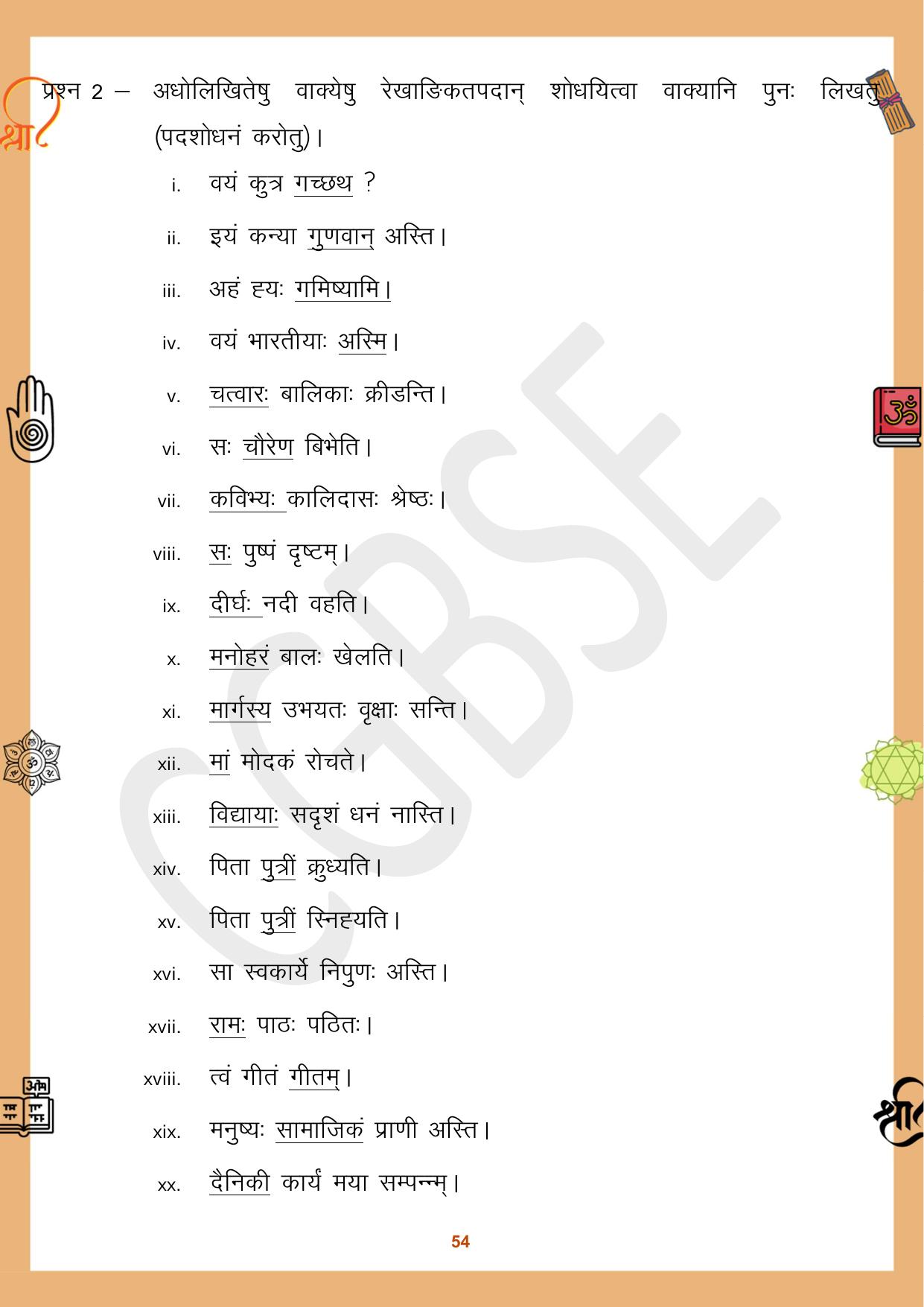 CGBSE Board Class 10 Sanskrit संस्कृत 2023-2024 Question Bank - Page 54
