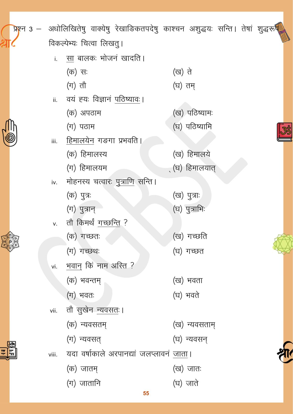 CGBSE Board Class 10 Sanskrit संस्कृत 2023-2024 Question Bank - Page 55