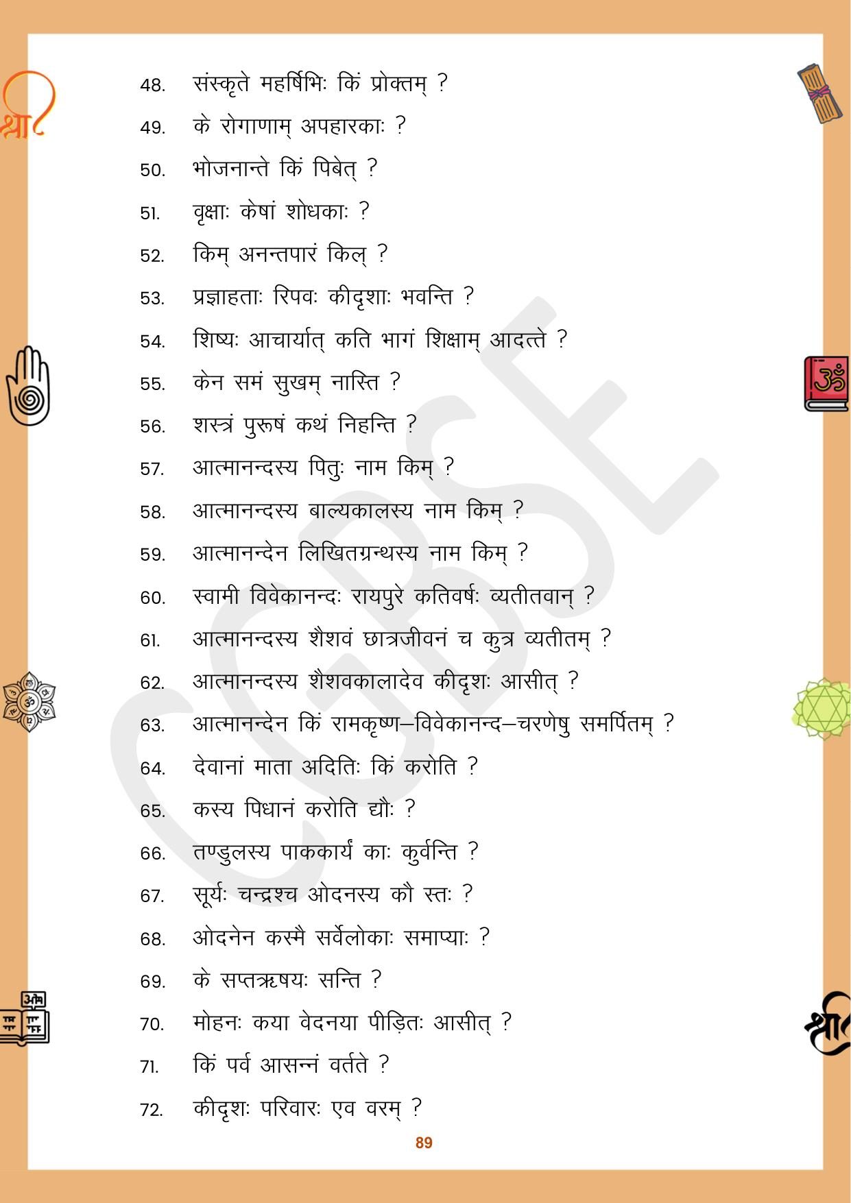 CGBSE Board Class 10 Sanskrit संस्कृत 2023-2024 Question Bank - Page 89