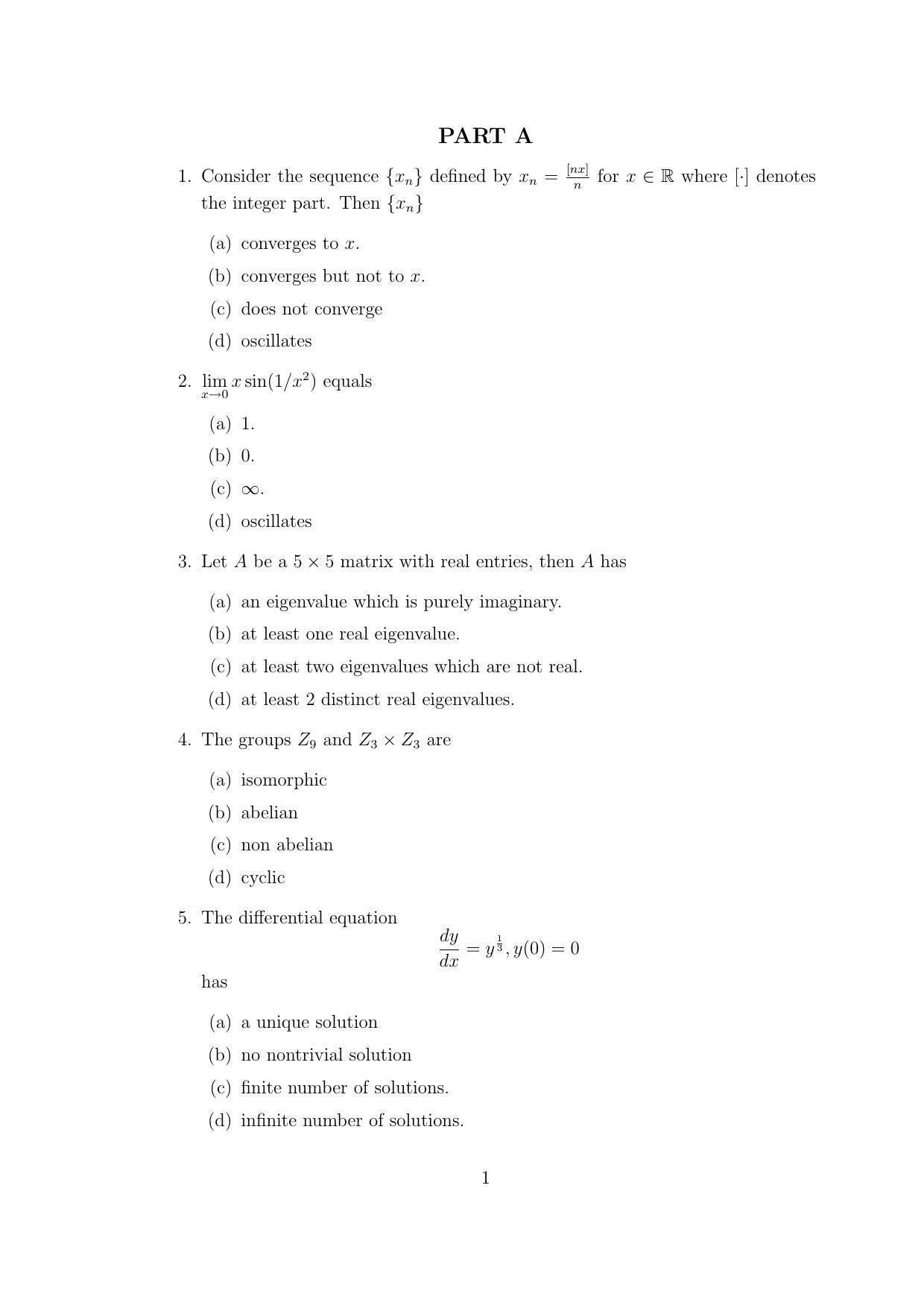 TIFR GS 2011 Mathematics Question Paper - Page 2