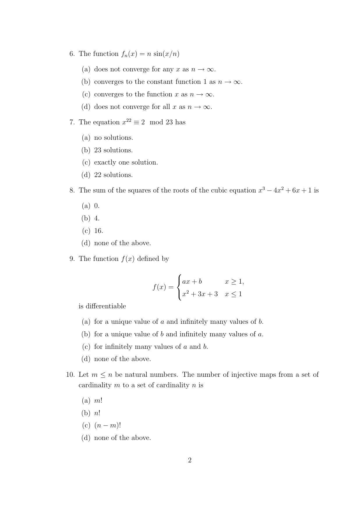TIFR GS 2011 Mathematics Question Paper - Page 3