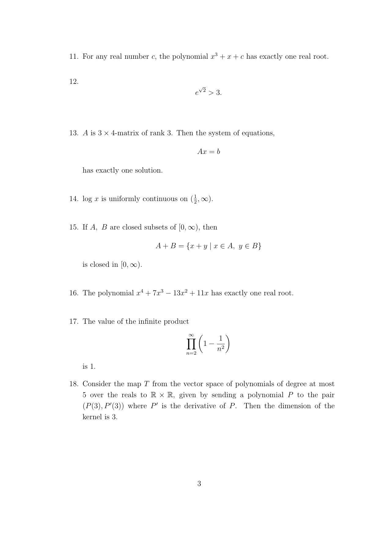 TIFR GS 2011 Mathematics Question Paper - Page 4