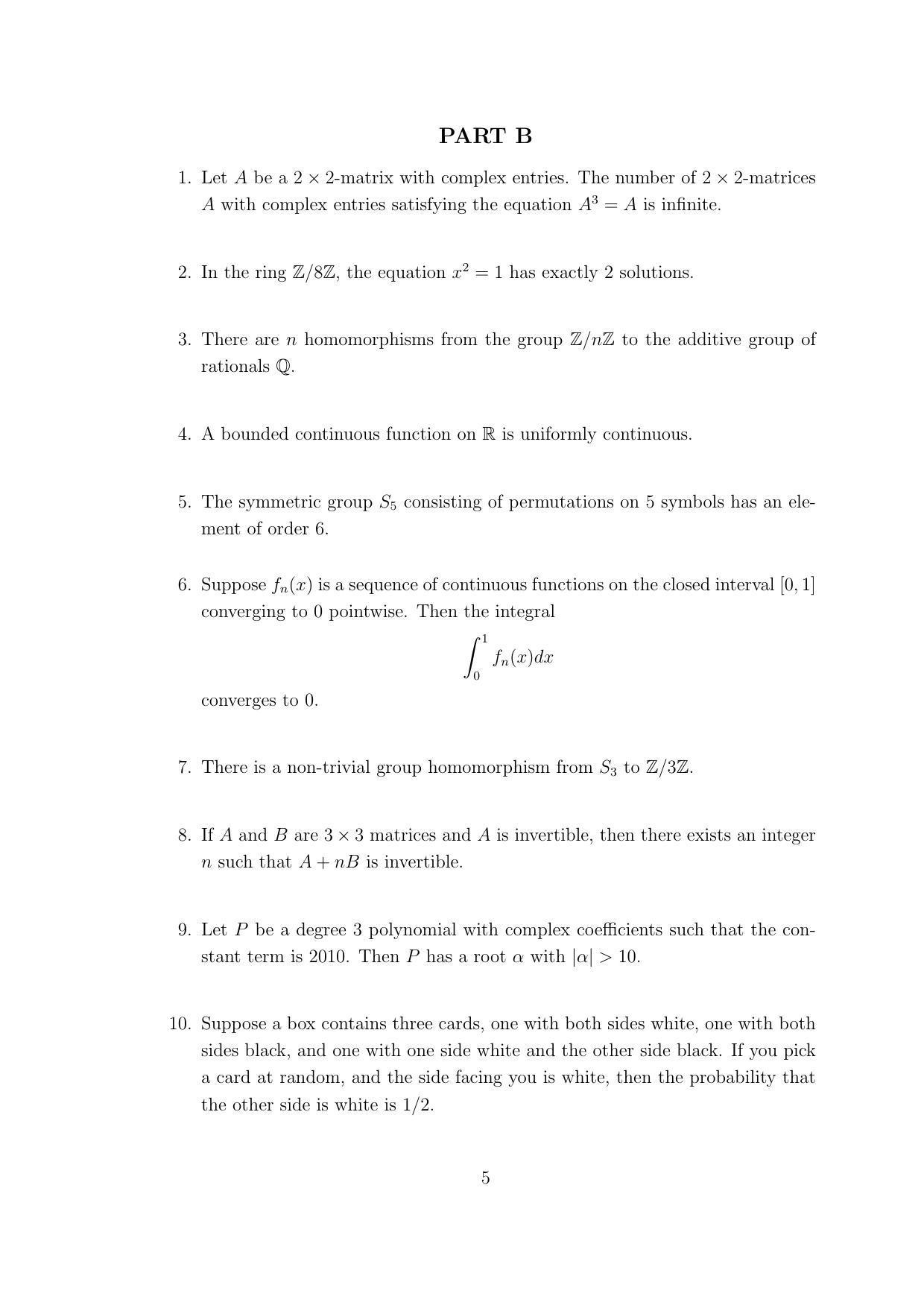 TIFR GS 2011 Mathematics Question Paper - Page 6