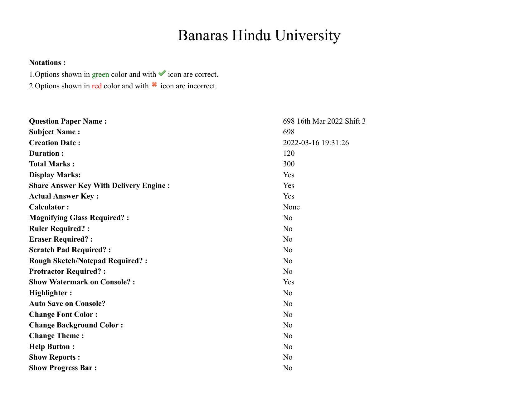 BHU RET Baudha Darshan 2021 Question Paper  - Page 1