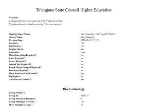 TS PGECET 2021: (BT) Bio Technology Question Papers