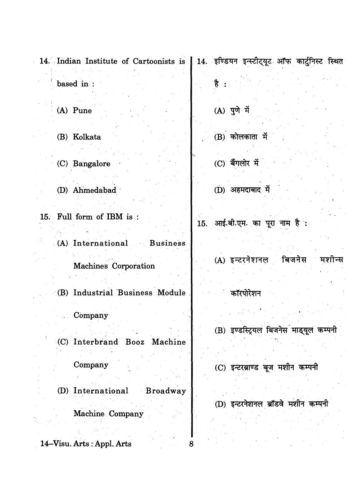 URATPG 2015 Visual Arts Question Paper - Page 8