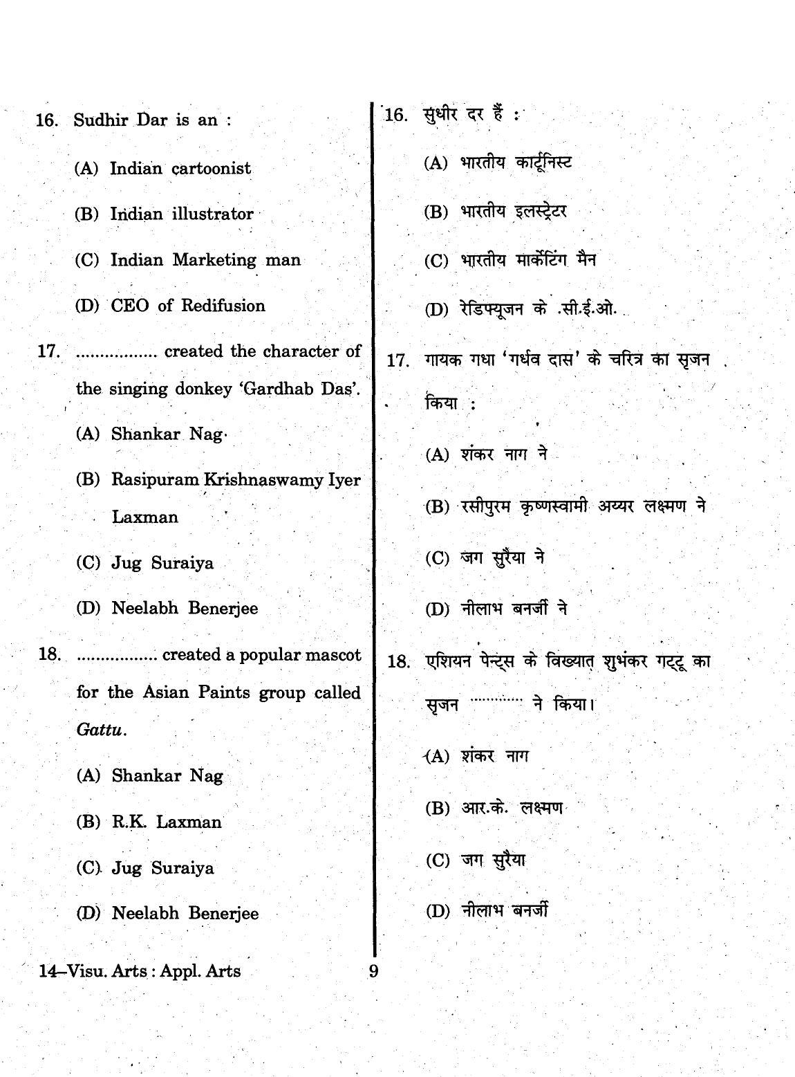 URATPG 2015 Visual Arts Question Paper - Page 9