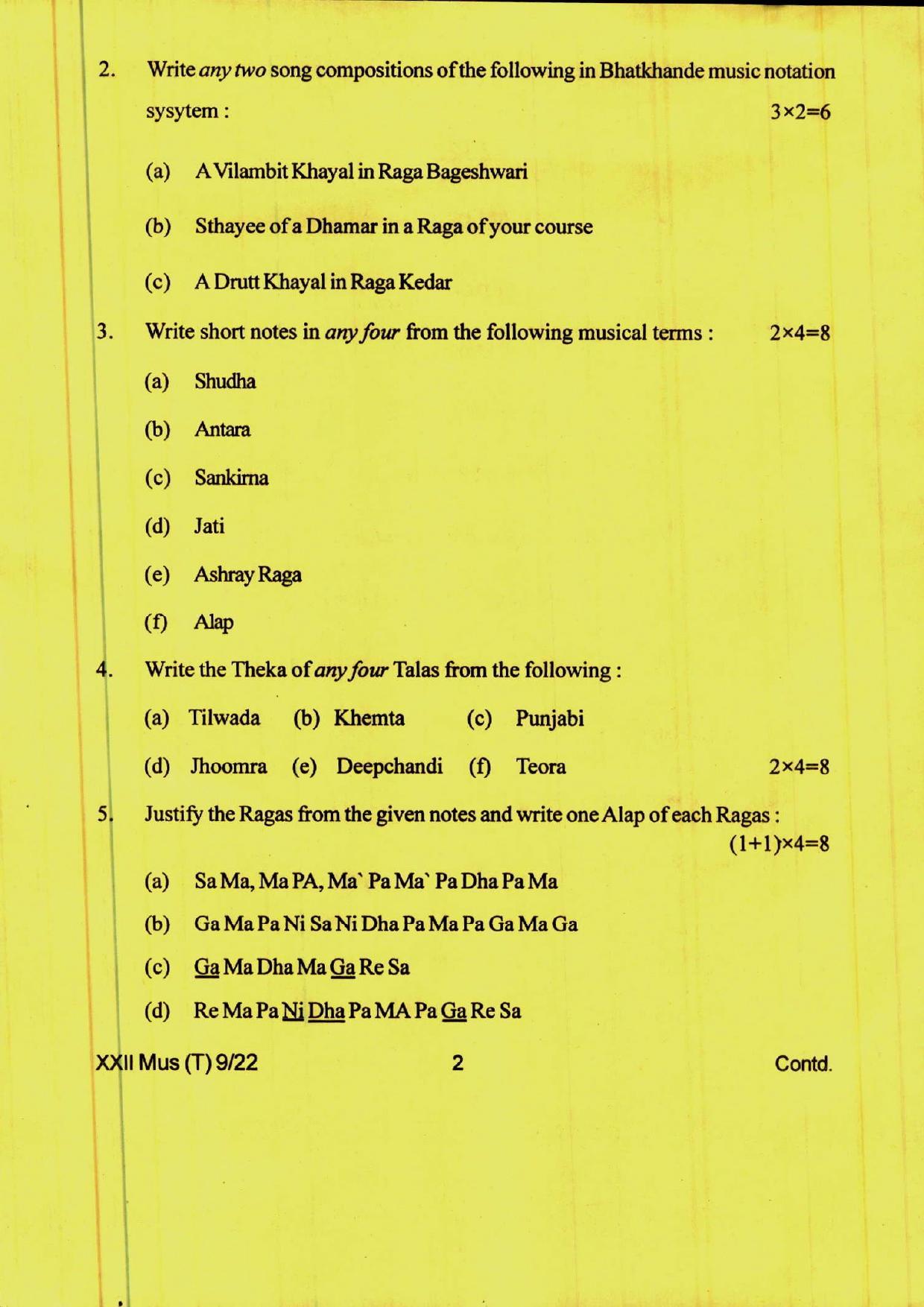 COHSEM 12th Question Papers 2022 Music - Page 2