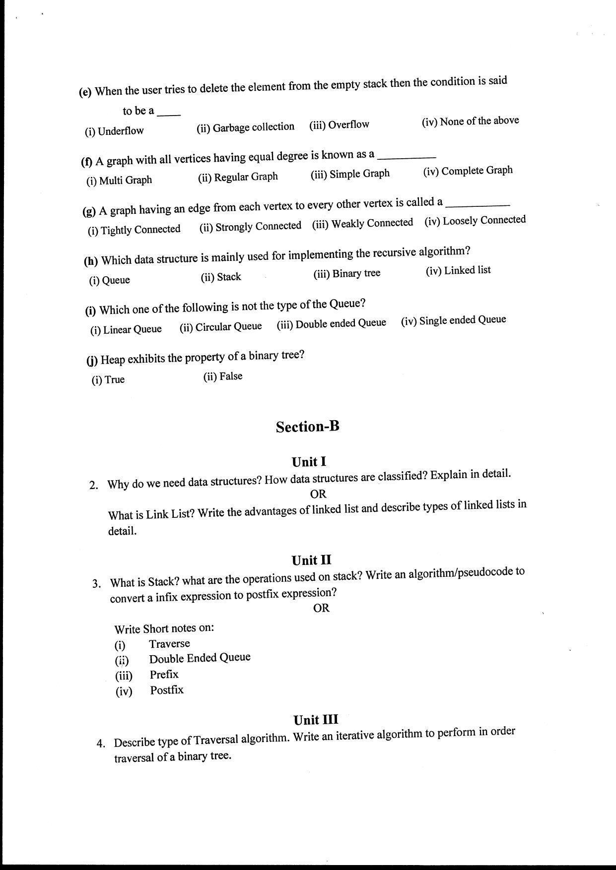 Bilaspur University Question Paper June 2022:M.Sc. Computer Science (Second Semester) Data Structure Using C++ Paper 1 - Page 2
