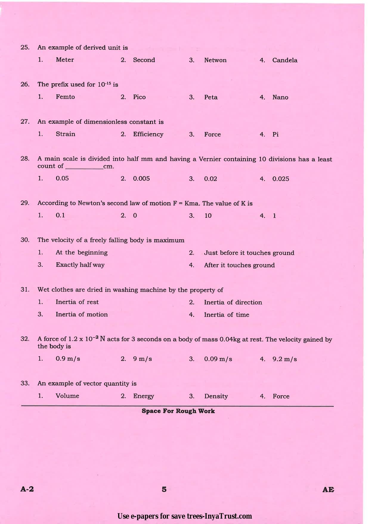 Karnataka Diploma CET- 2013 Aeronautical Engineering Question Paper - Page 5