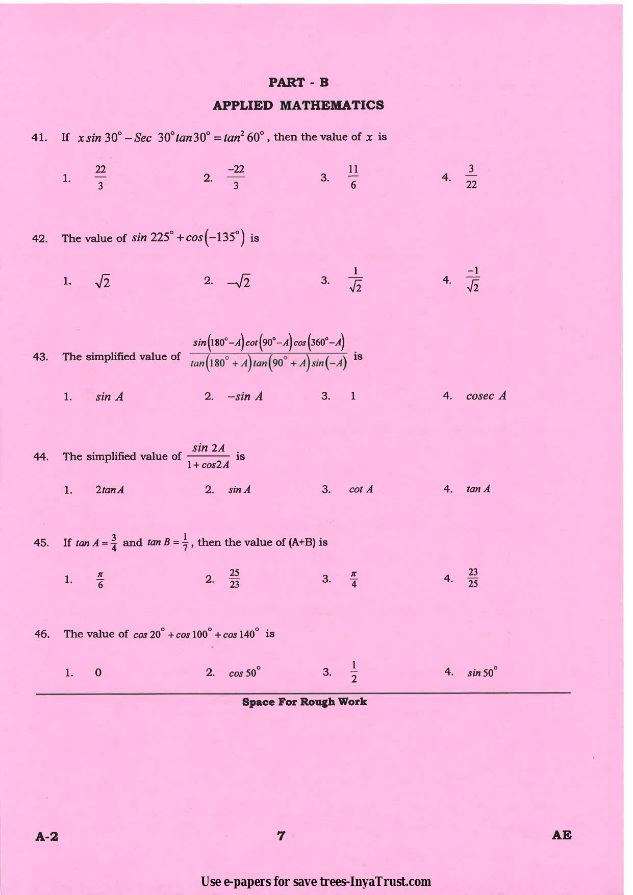 Karnataka Diploma CET- 2013 Aeronautical Engineering Question Paper - Page 7