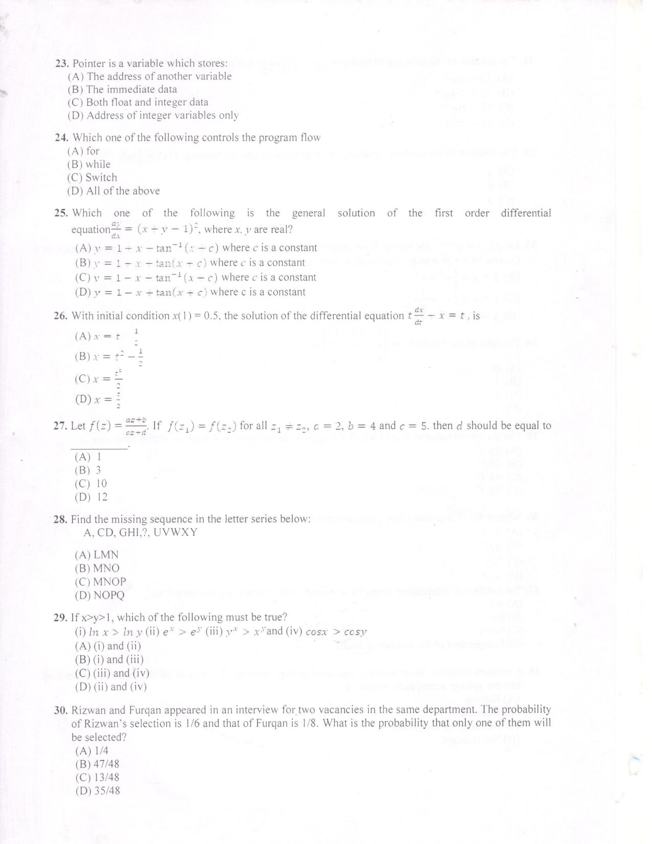 KUET 2023 M.Tech Embedded Systems Question Paper - Page 5