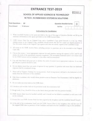 KUET 2023 M.Tech Embedded Systems Question Paper