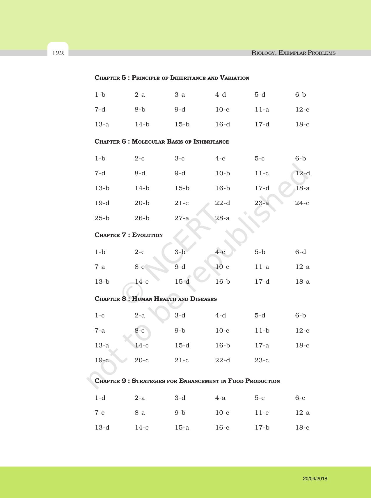 NCERT Exemplar Class 12: Biology - Answers to MCQs - Page 2