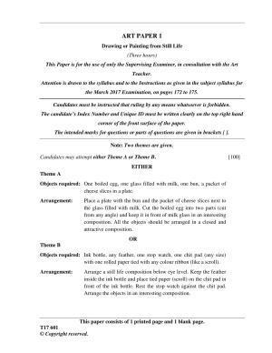 ICSE Class 10 ART PAPER 1 2017 Question Paper
