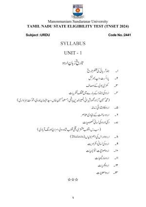 TNSET Syllabus - Urdu