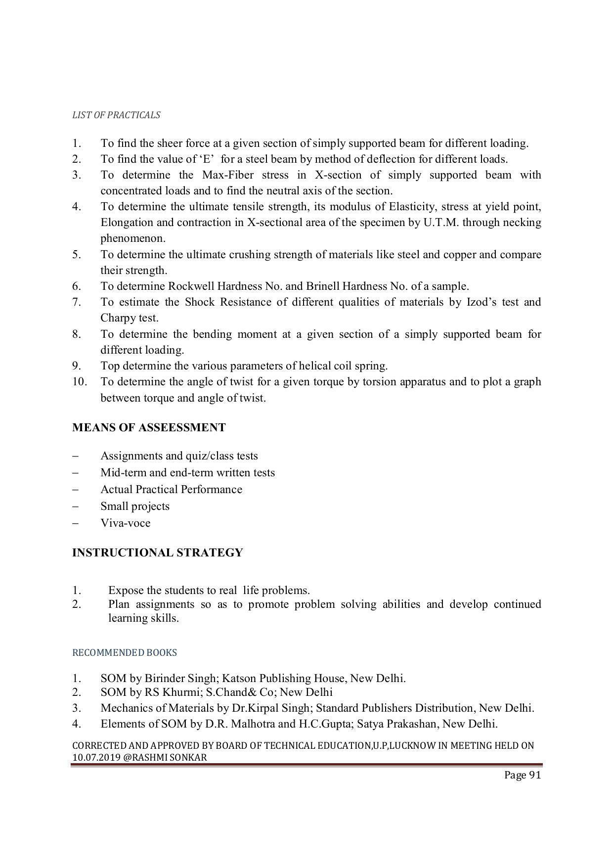 EFFECTIVE FROM JULY 2019-20 - SIX SEMESTER DIPLOMA COURSE IN MECHANICAL ENGINEERING ( COMPUTER AIDED DESIGN) - Page 91