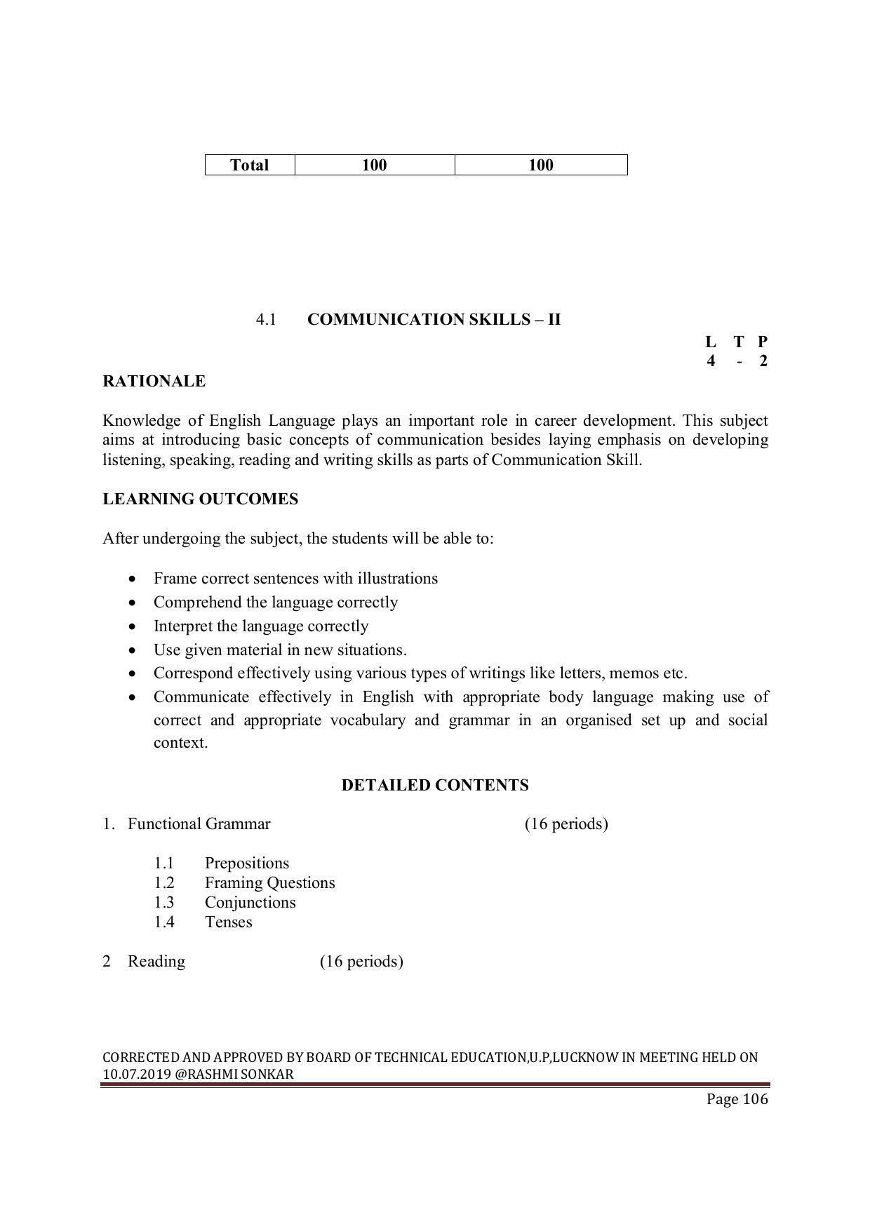 EFFECTIVE FROM JULY 2019-20 - SIX SEMESTER DIPLOMA COURSE IN MECHANICAL ENGINEERING ( COMPUTER AIDED DESIGN) - Page 106