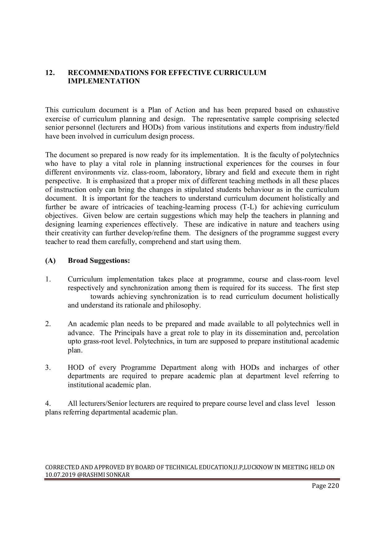 EFFECTIVE FROM JULY 2019-20 - SIX SEMESTER DIPLOMA COURSE IN MECHANICAL ENGINEERING ( COMPUTER AIDED DESIGN) - Page 220