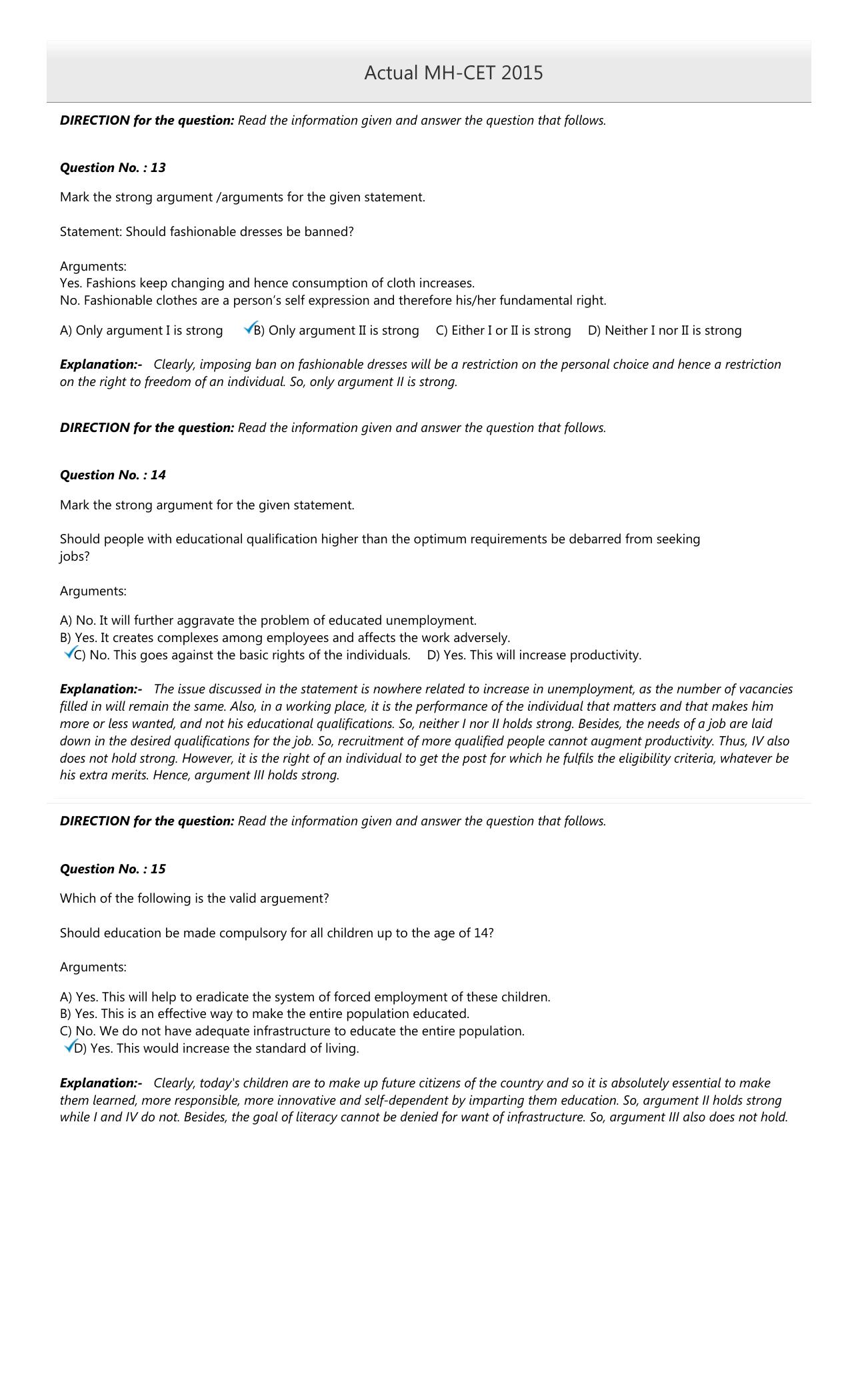 MAH MCA CET 2015 Question Paper - Page 4