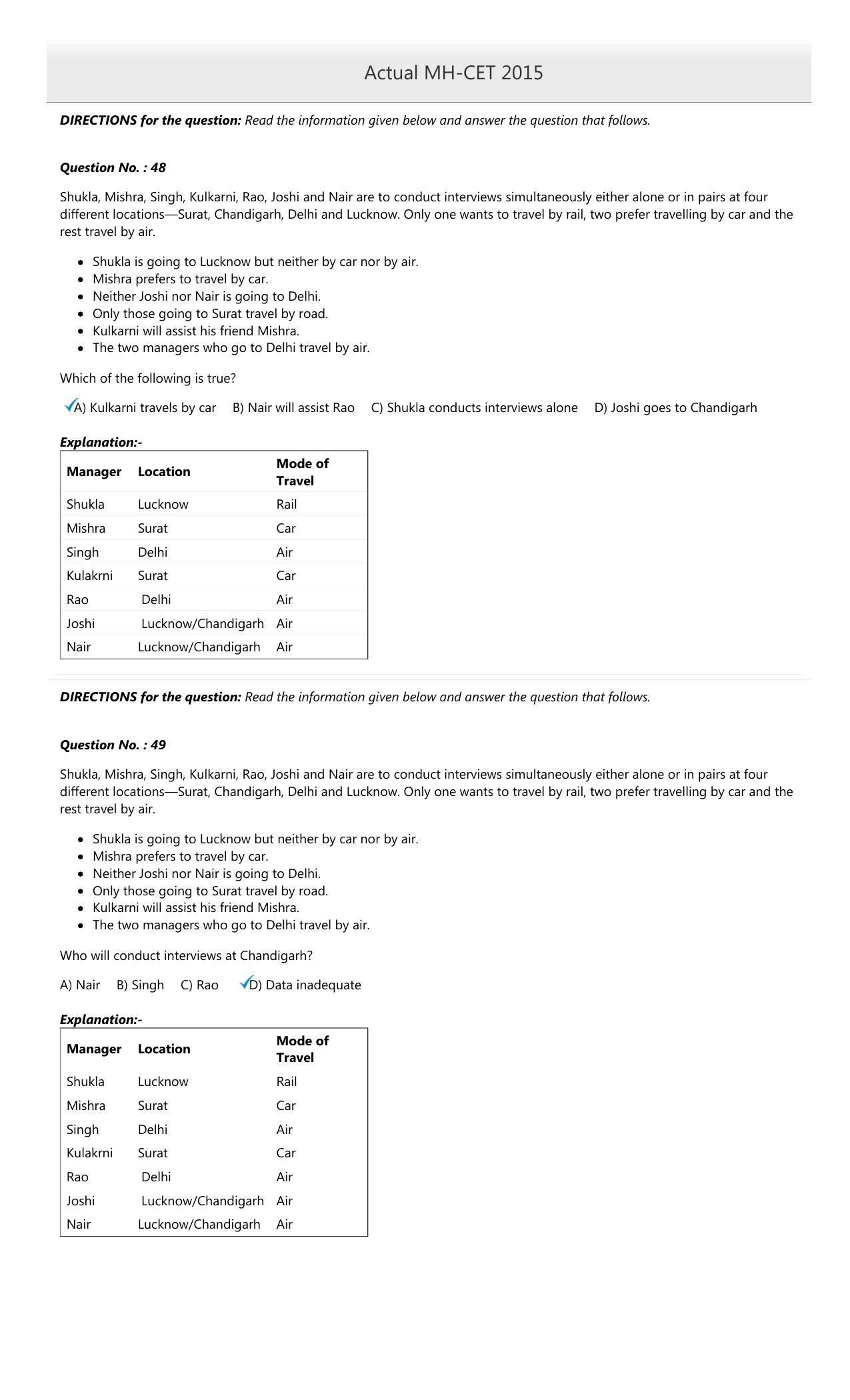 MAH MCA CET 2015 Question Paper - Page 22