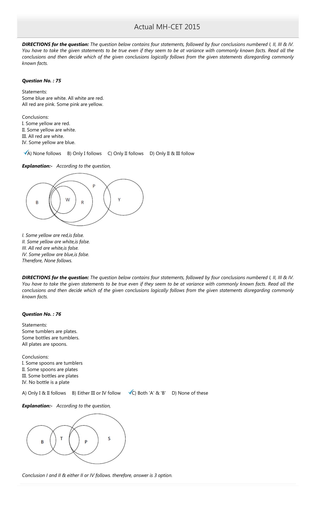 MAH MCA CET 2015 Question Paper - Page 34