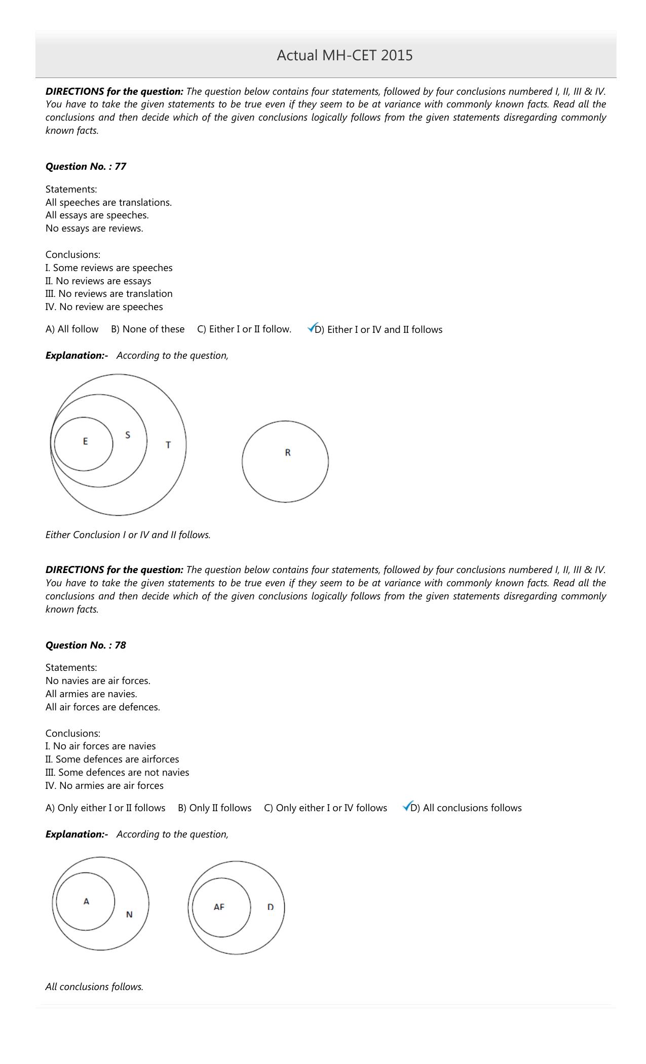 MAH MCA CET 2015 Question Paper - Page 35