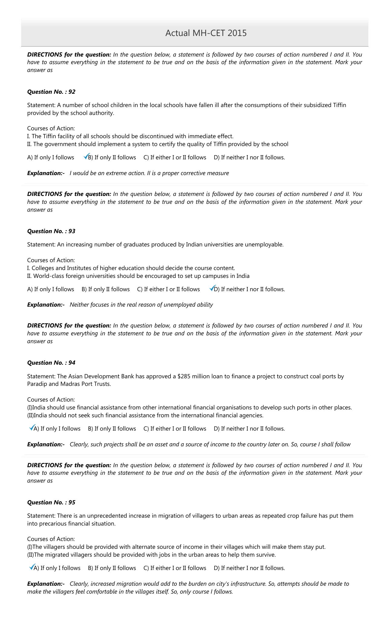 MAH MCA CET 2015 Question Paper - Page 41