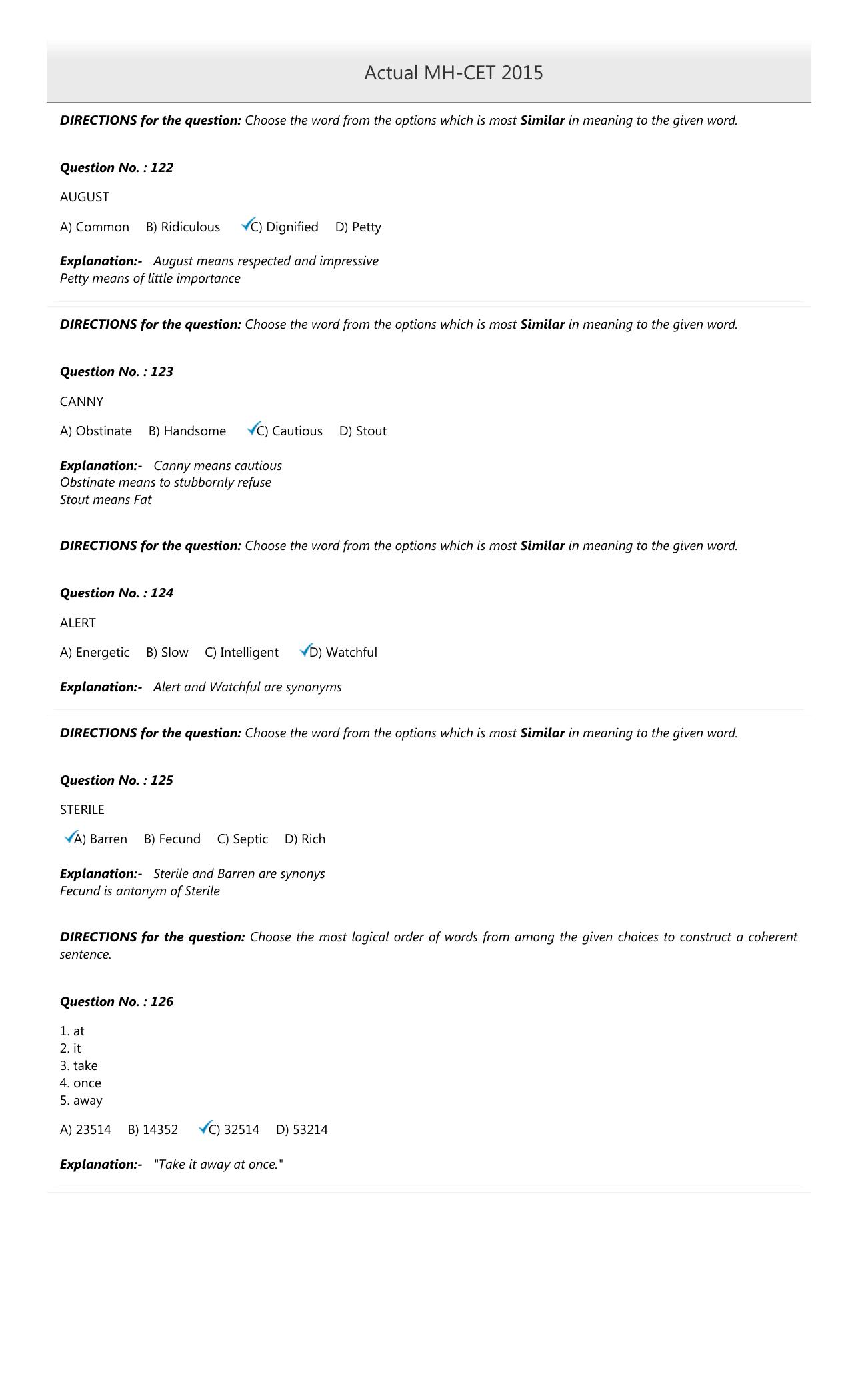 MAH MCA CET 2015 Question Paper - Page 48