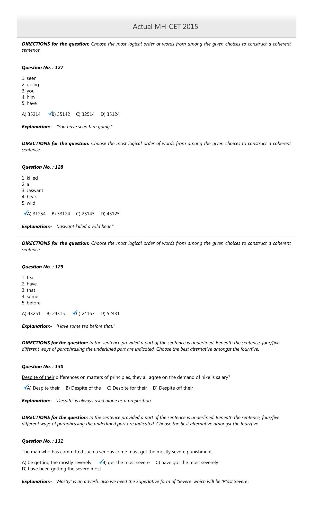 MAH MCA CET 2015 Question Paper - Page 49