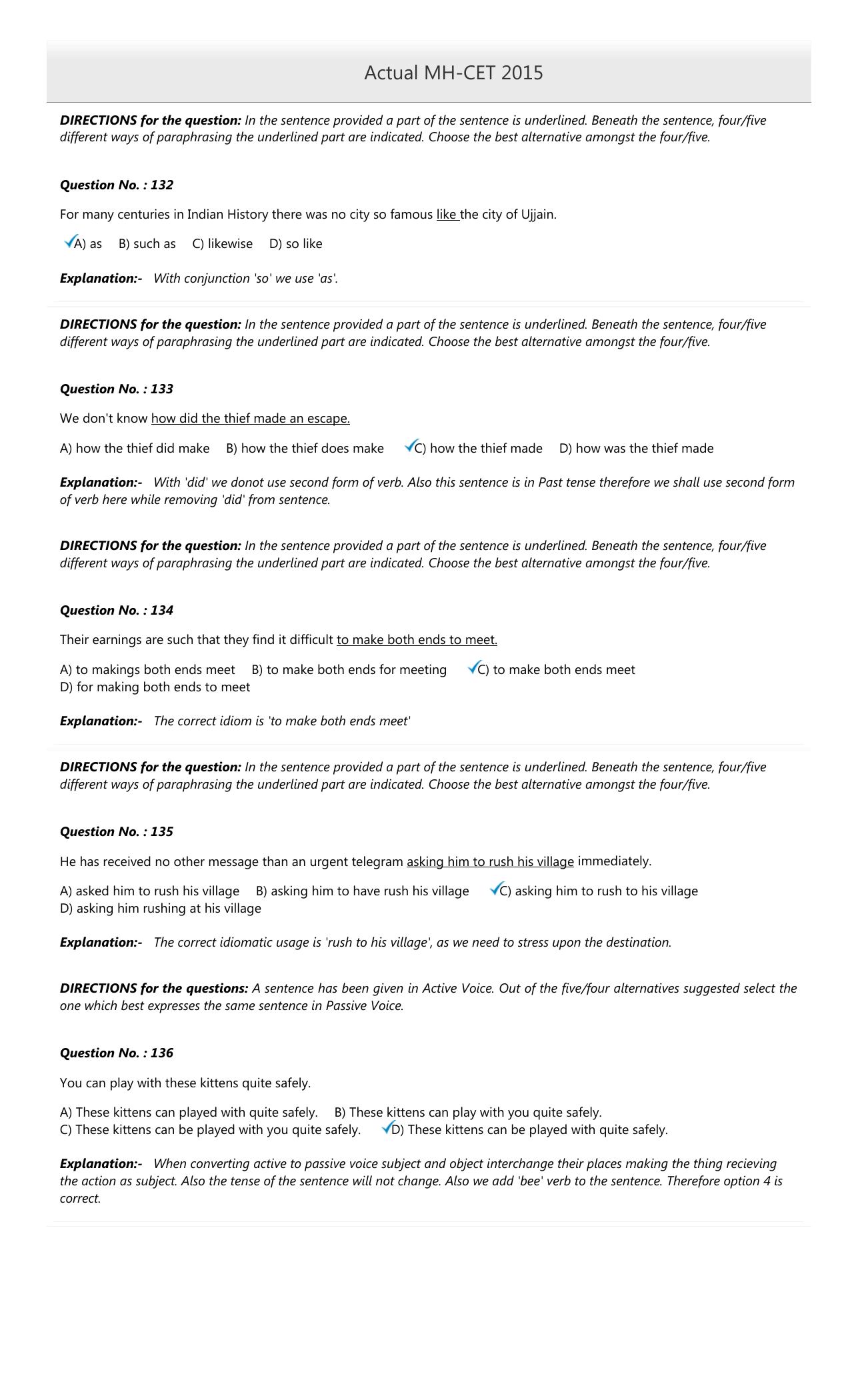 MAH MCA CET 2015 Question Paper - Page 50