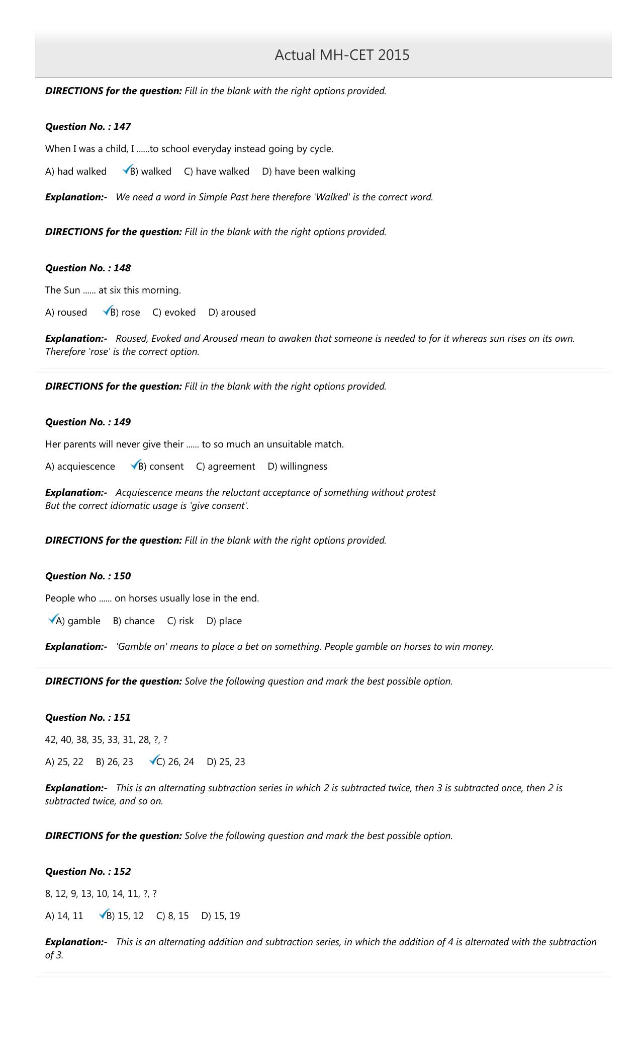 MAH MCA CET 2015 Question Paper - Page 53