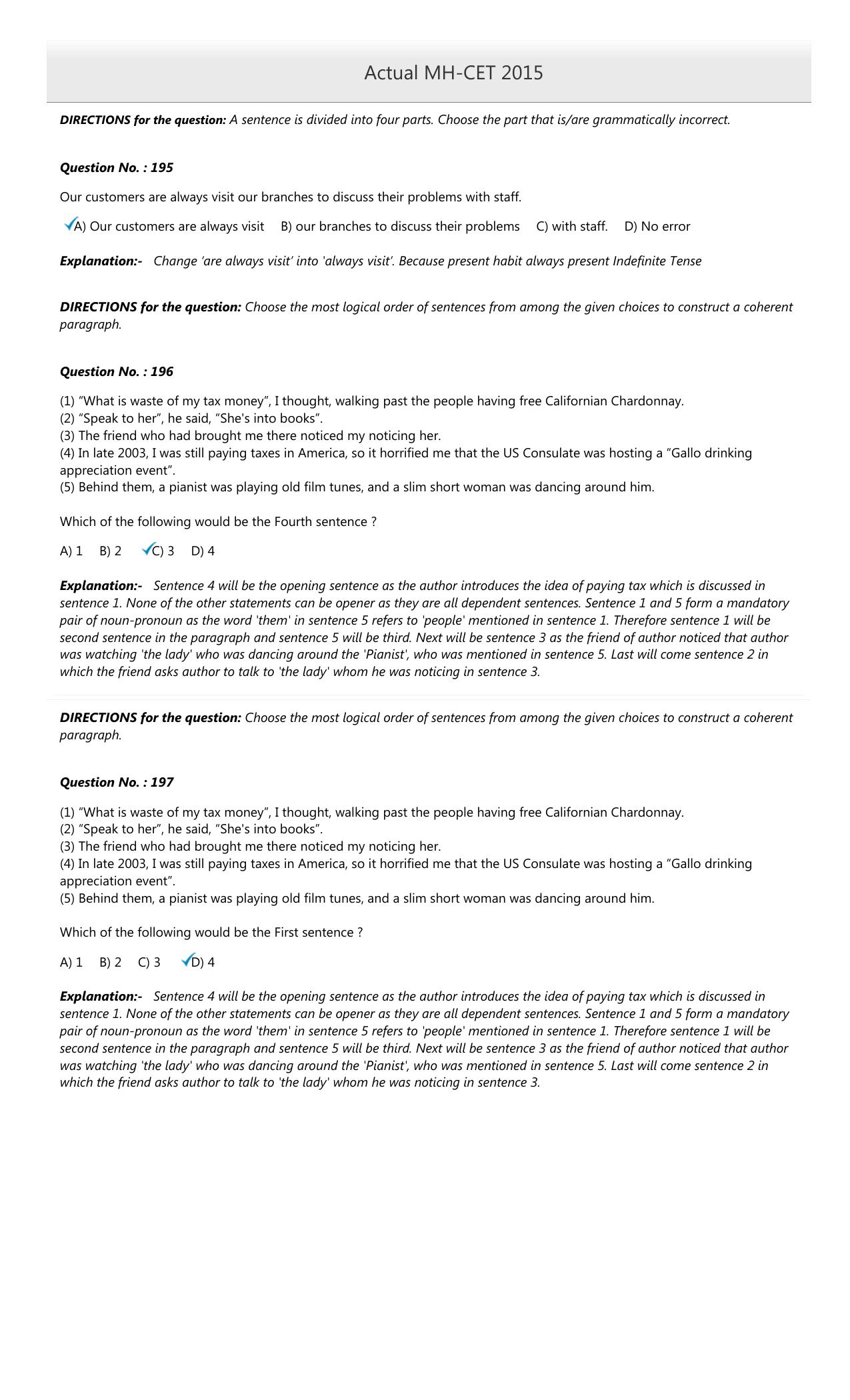 MAH MCA CET 2015 Question Paper - Page 64