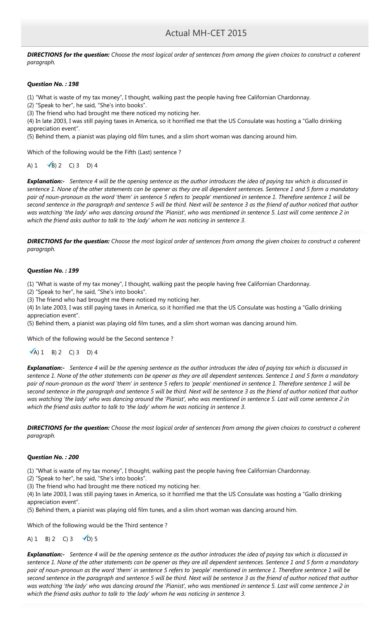 MAH MCA CET 2015 Question Paper - Page 65