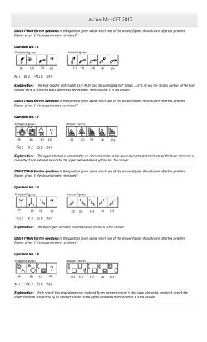 MAH MCA CET 2015 Question Paper
