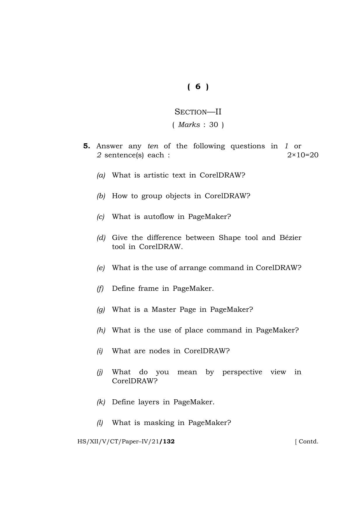 Meghalaya Board (MBOSE) Class 12 COMPUTER TECHNIQUE Paper–IV (HS-XII-V-CT-Paper–IV-21) 2021 Question Paper - Page 6
