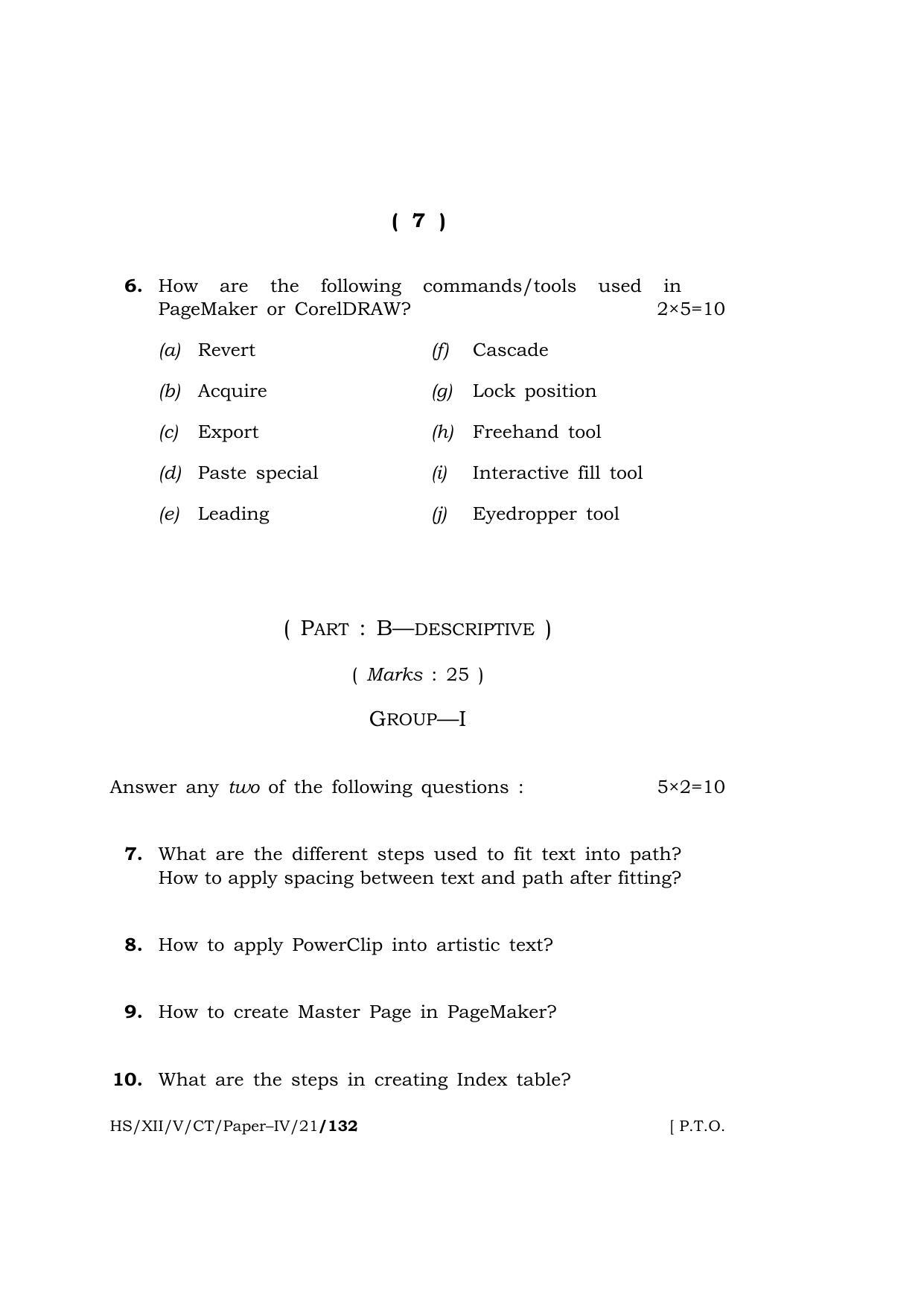Meghalaya Board (MBOSE) Class 12 COMPUTER TECHNIQUE Paper–IV (HS-XII-V-CT-Paper–IV-21) 2021 Question Paper - Page 7