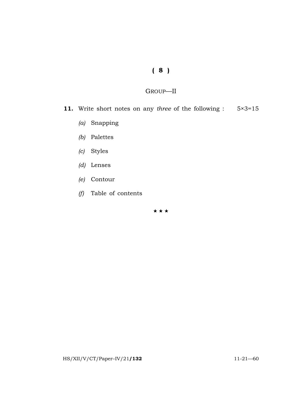 Meghalaya Board (MBOSE) Class 12 COMPUTER TECHNIQUE Paper–IV (HS-XII-V-CT-Paper–IV-21) 2021 Question Paper - Page 8