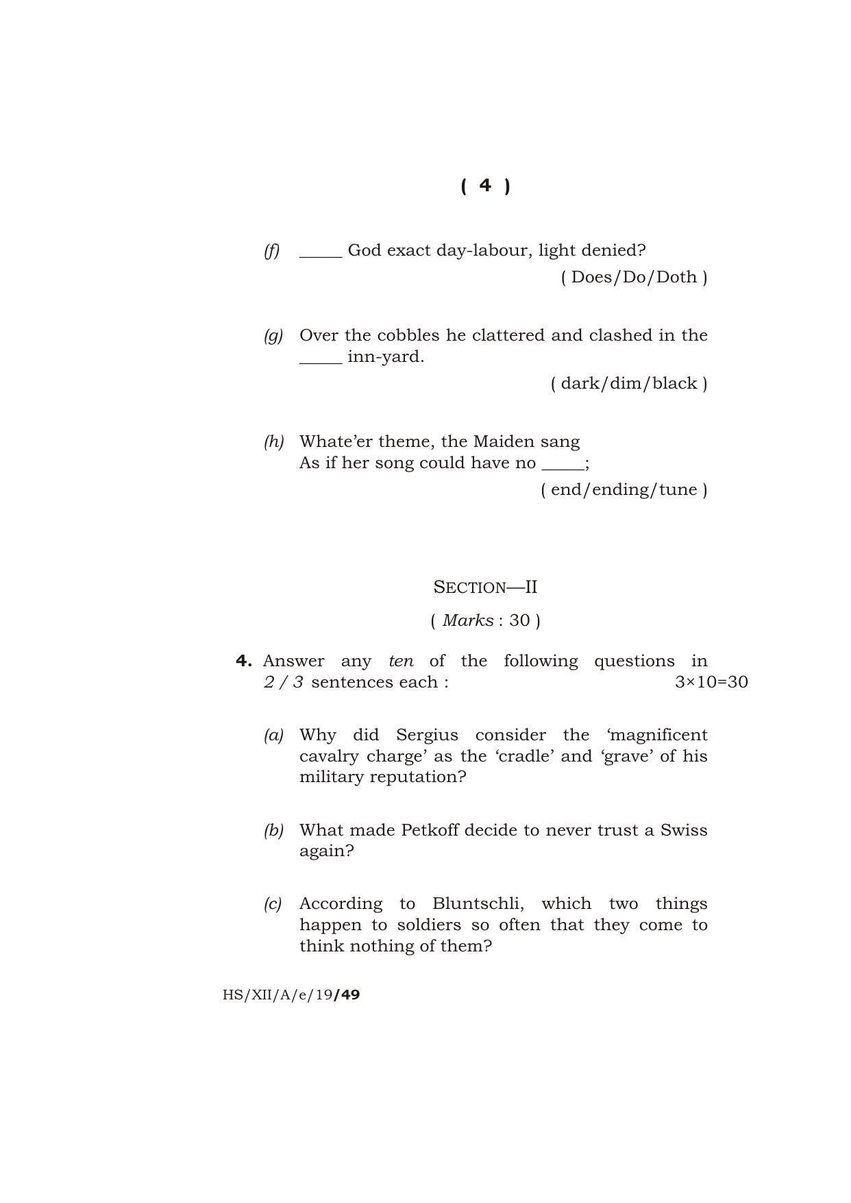 Meghalaya Board (MBOSE) Class 12 ELECTIVE ENGLISH 2019 Question Paper - Page 4