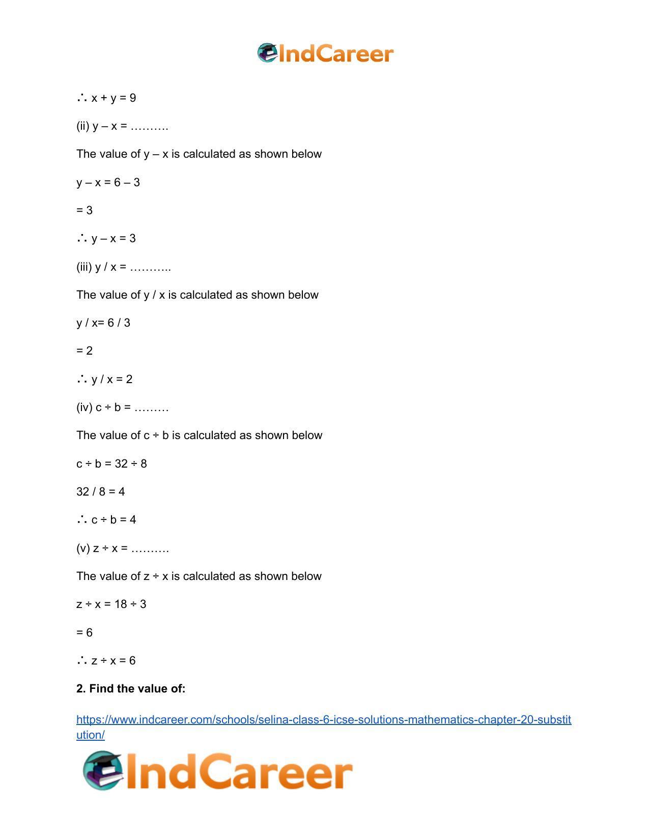 Selina Class 6 ICSE Solutions Mathematics : Chapter 20- Substitution - Page 3