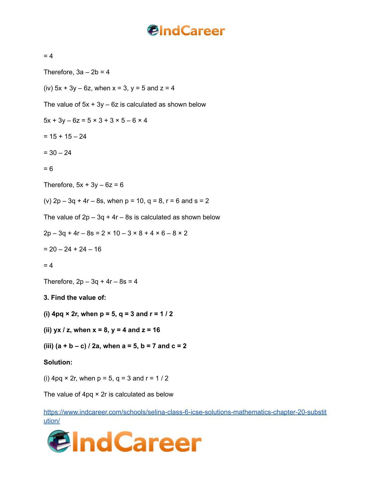 Selina Class 6 ICSE Solutions Mathematics : Chapter 20- Substitution - Page 5