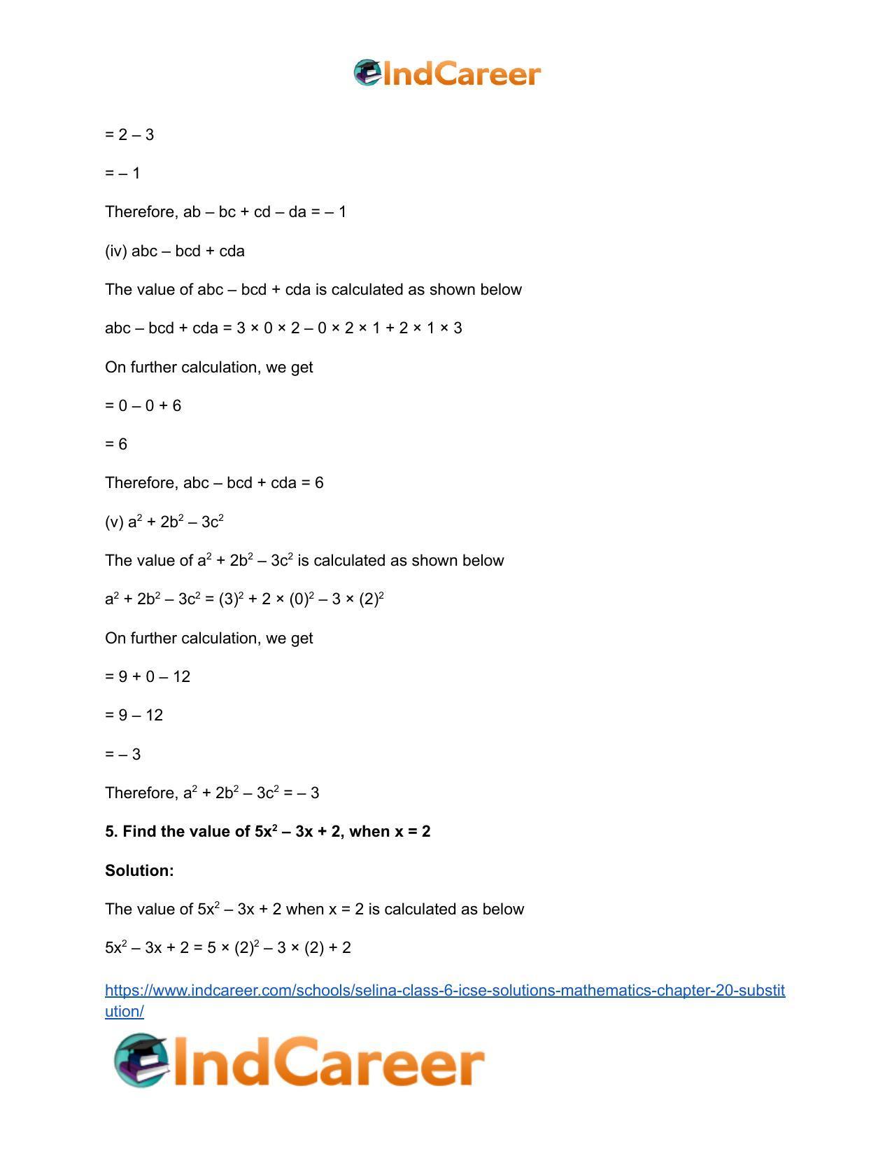 Selina Class 6 ICSE Solutions Mathematics : Chapter 20- Substitution - Page 8