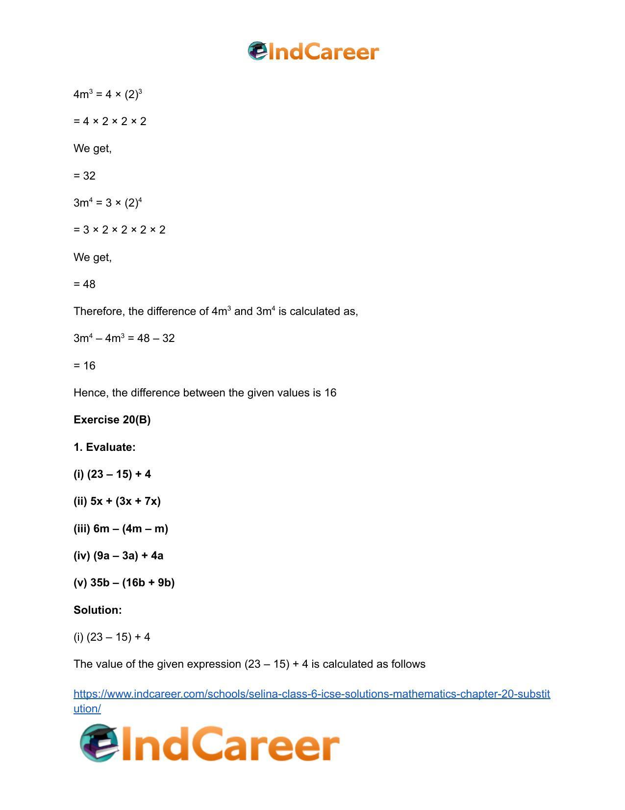 Selina Class 6 ICSE Solutions Mathematics : Chapter 20- Substitution - Page 14