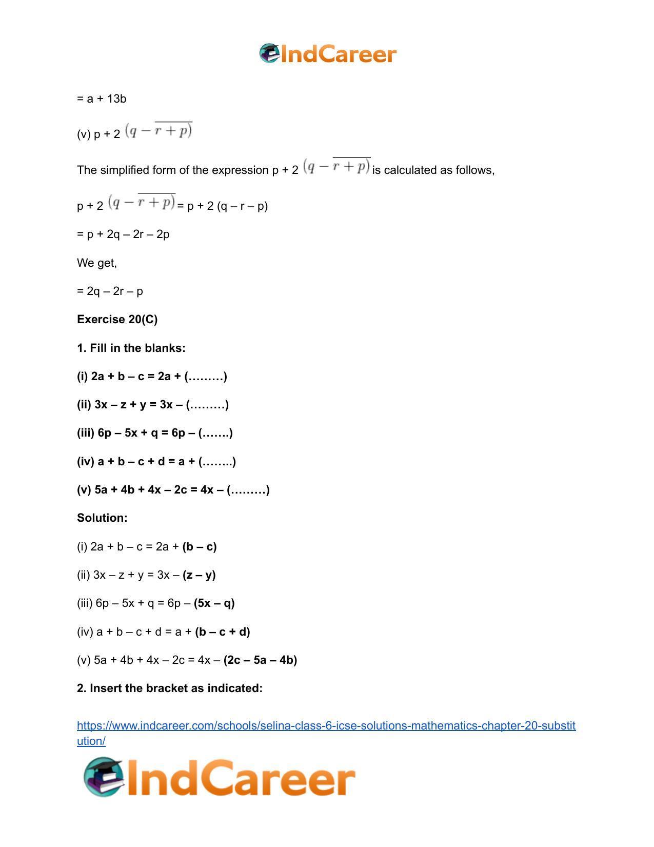 Selina Class 6 ICSE Solutions Mathematics : Chapter 20- Substitution - Page 19