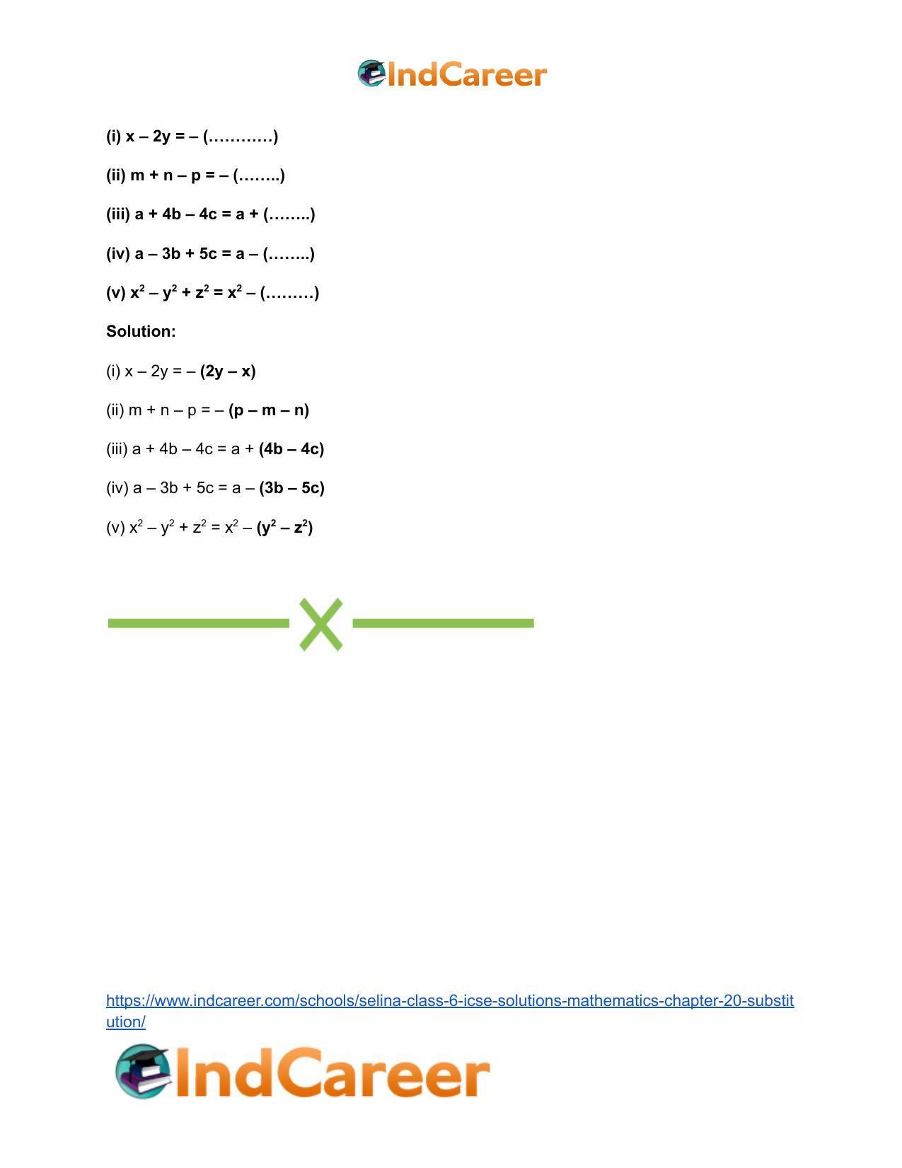 Selina Class 6 ICSE Solutions Mathematics : Chapter 20- Substitution - Page 20